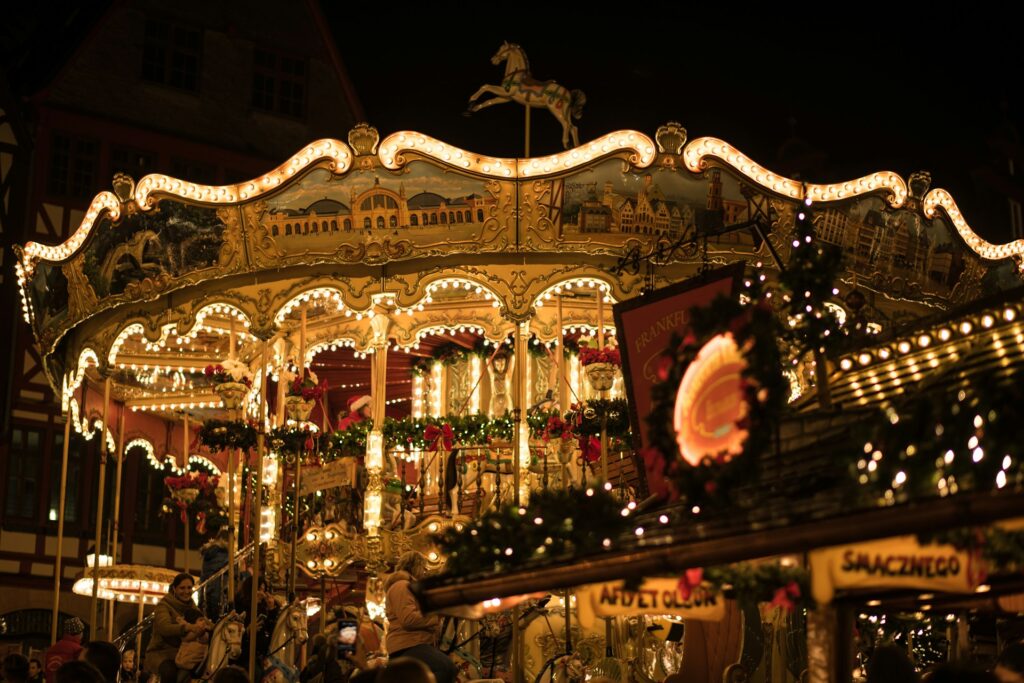 A Christmas market carousel